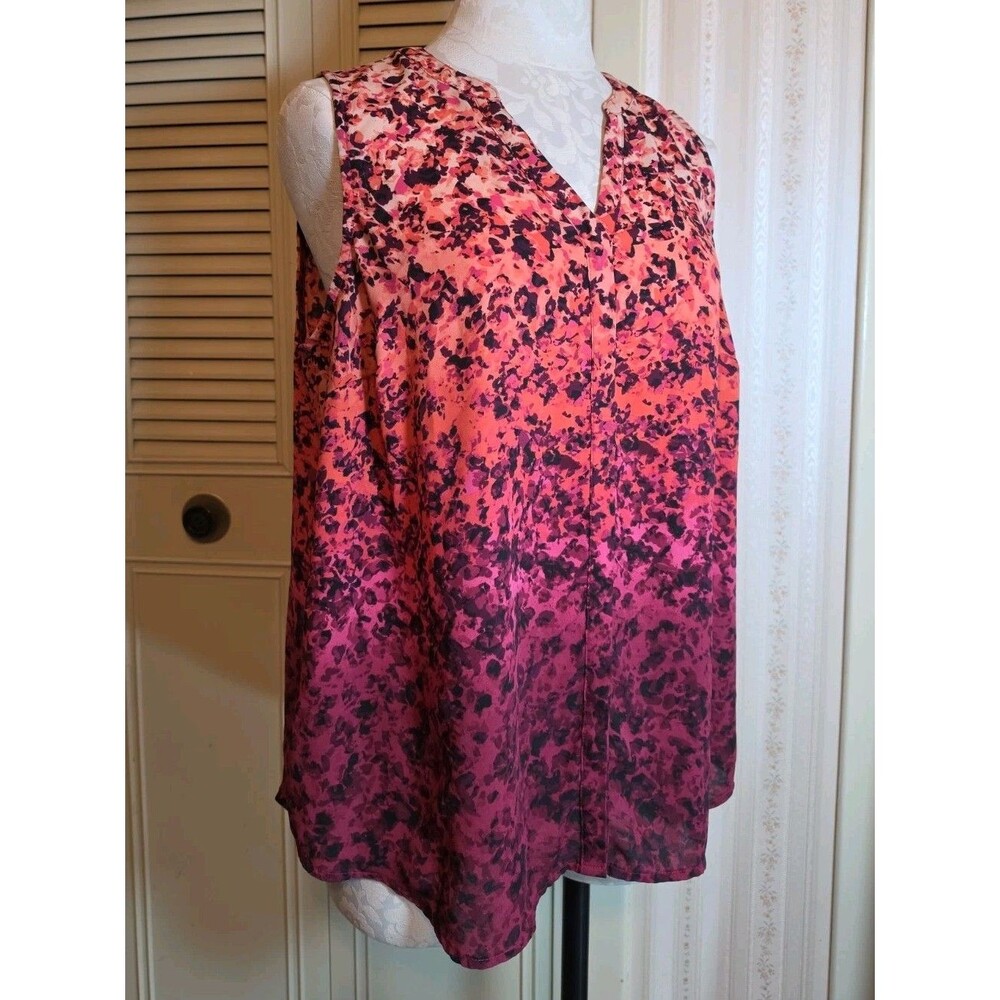 Apt. 9 Wmns 0X Pink Orange Purple Abstract Sleeveless Blouse Top Career Casual